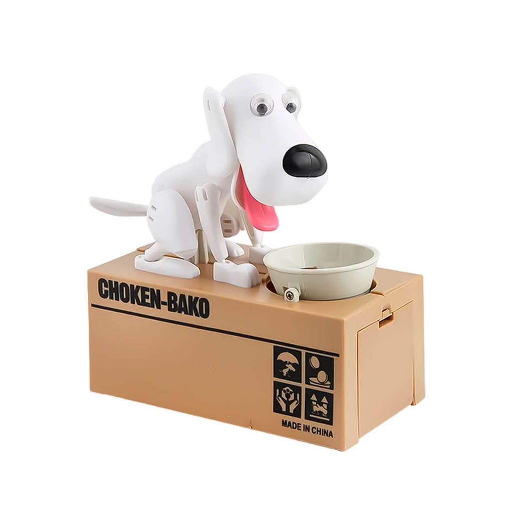 Cofrinho Cachorro que Come Moeda Branco