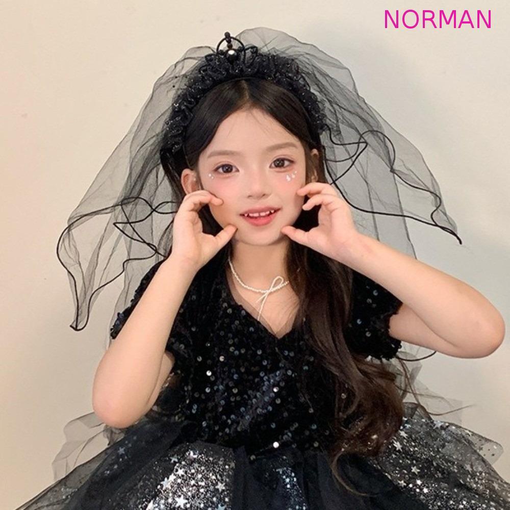 NORMAN Halloween Hair Hoop , Ghost Sukll Bow Hairband , Sweet Mesh Estilo Gótico Véu Headband Girl