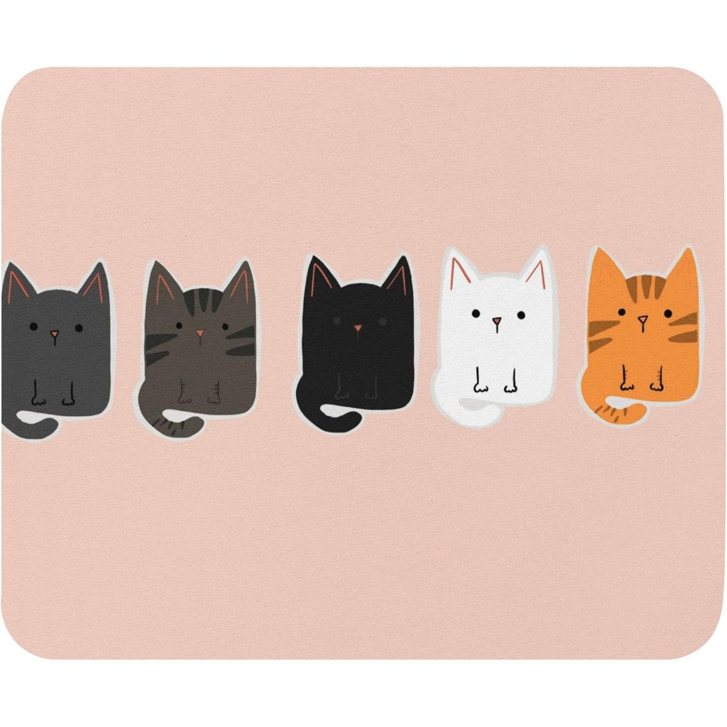 Mouse Pad com Estampa de Gatos Cartoon, Fundo Rosa