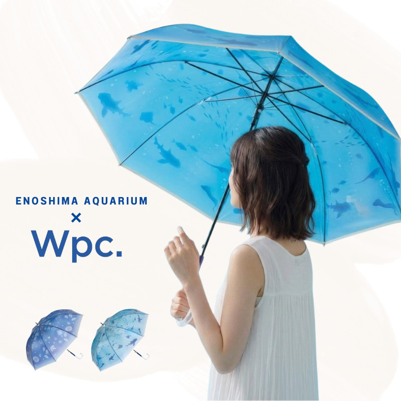 Wpc. Collab Enoshima Aquarium Mini Folding Umbrella, Blue/Navy