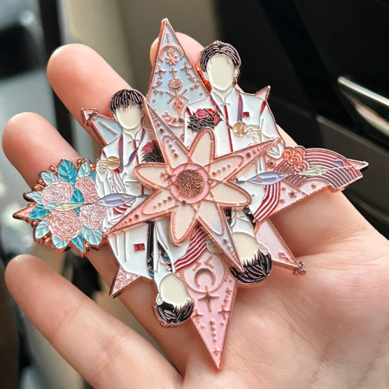 ✨Novo produto✨Venha japonês comprimento quadrado 2.0 satou pino emblema mercadoria satou combinação emblema de Metal pre