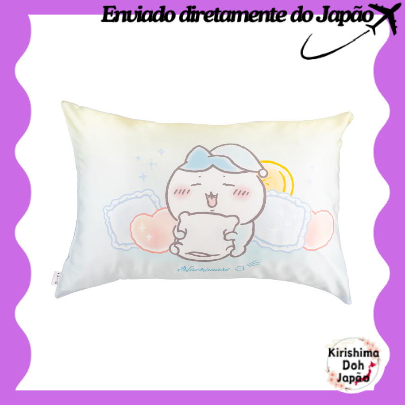 MORIPiLO (Morishita) Capa de Travesseiro 100% Seda Chiikawa Hachiware Aproximadamente 43 x 63 cm Azul Baixo Atrito