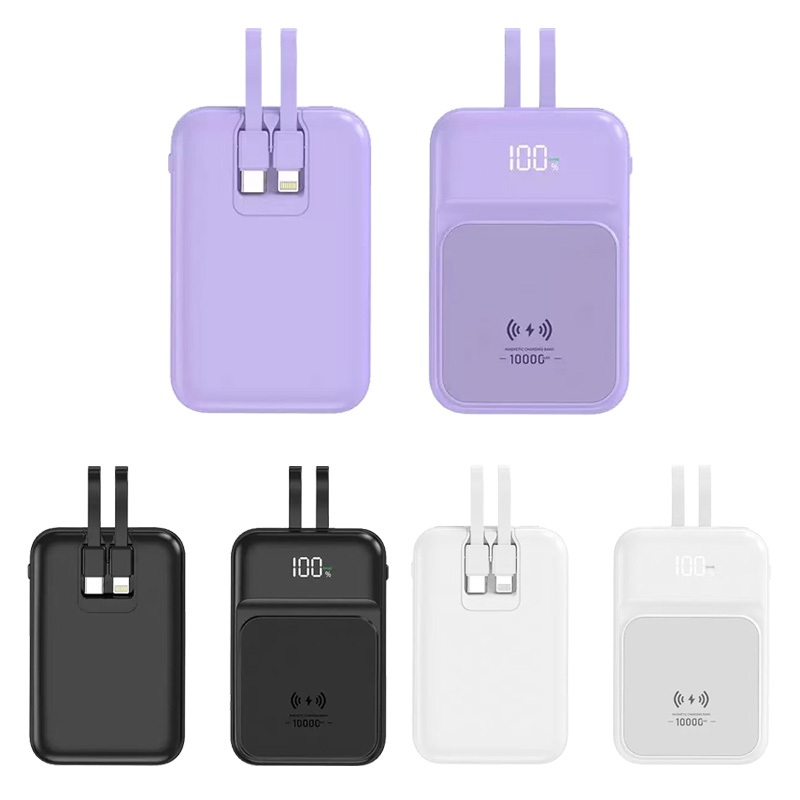 Power Bank 10000mAh 2em1 - Carregador Magnético Rápido 22.5W + Cabo USB Incluso - Portátil e Compacto-A8