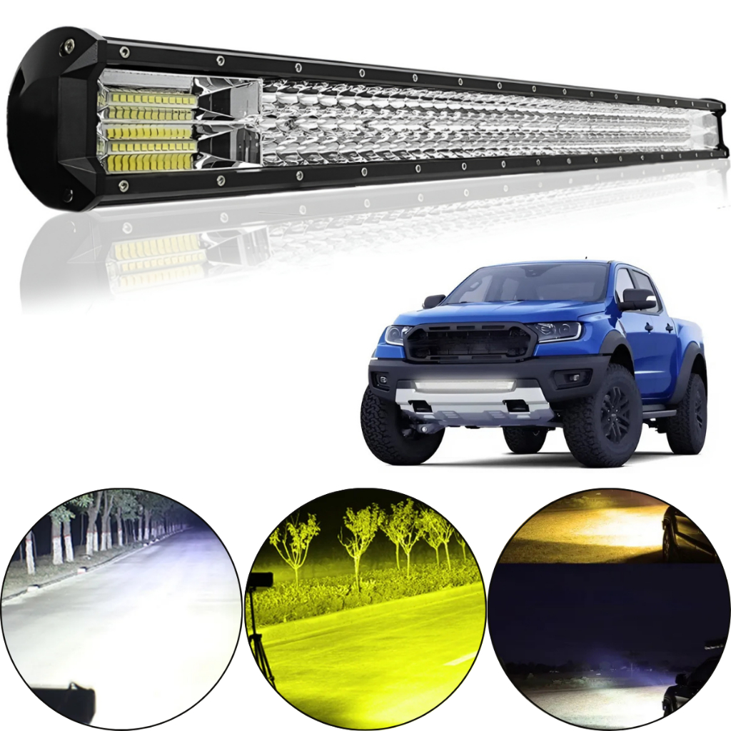 Barra de LED 432W 80cm Dual Color Off Road Spot Flood Bivolt 12V/24V