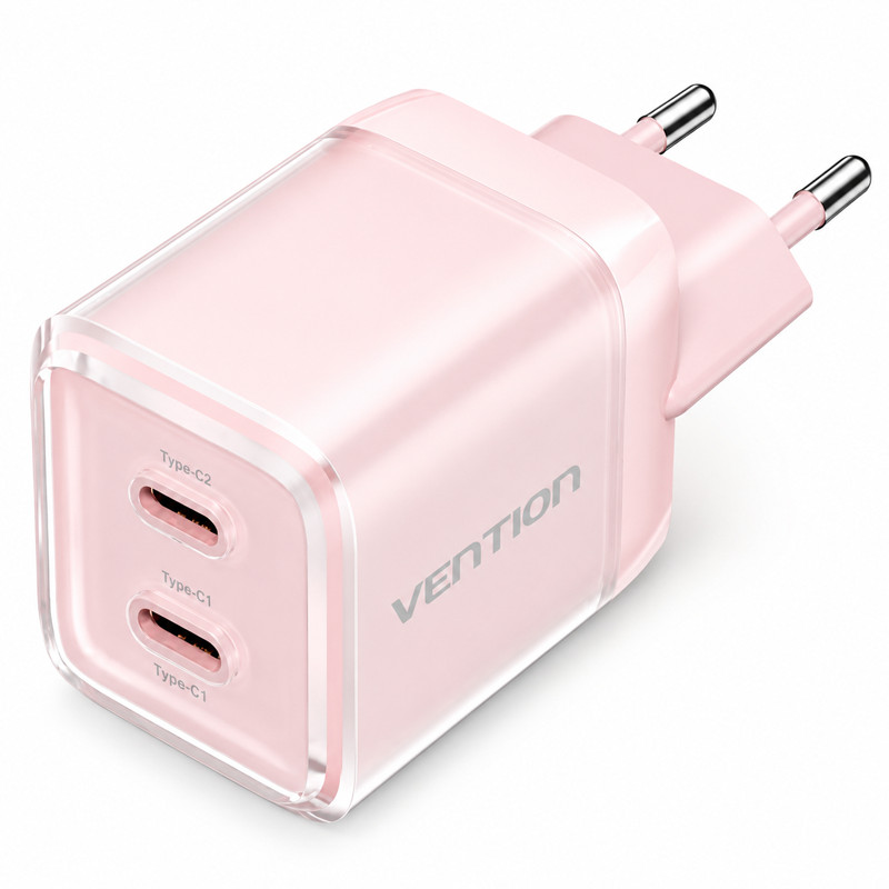 Carregador Turbo Vention 45w Gan 2xUSB-C p/ Iphone e Samsung