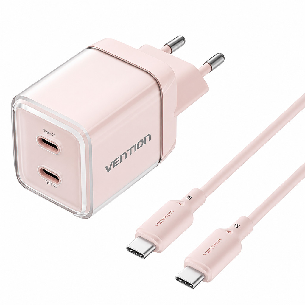 Kit Fonte Parede Carregador Turbo GaN 45w Duplo Usb Vention