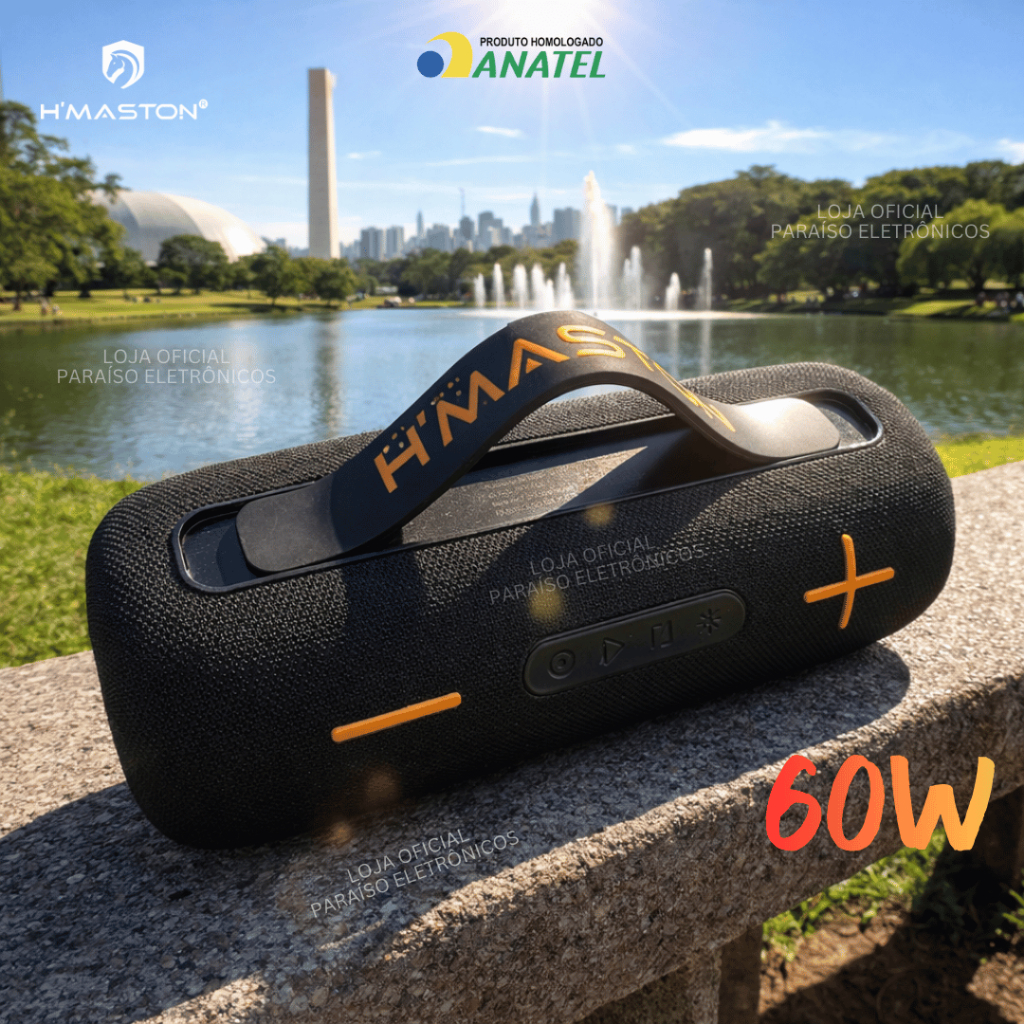 CAIXA DE SOM 60W POTENTE PREMIUM Bluetooth 5000mAh Portátil TWS Prova d'Água IPX6