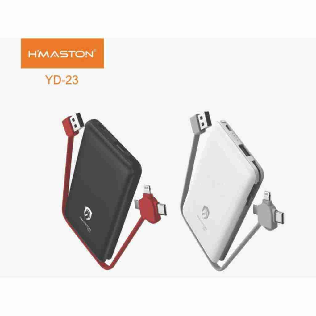 2 Carregador PoweBank YD-23 5000mAh Pórtatil Bateria Carregamento Rápido com 4 Cabo Tipo-C Lightning