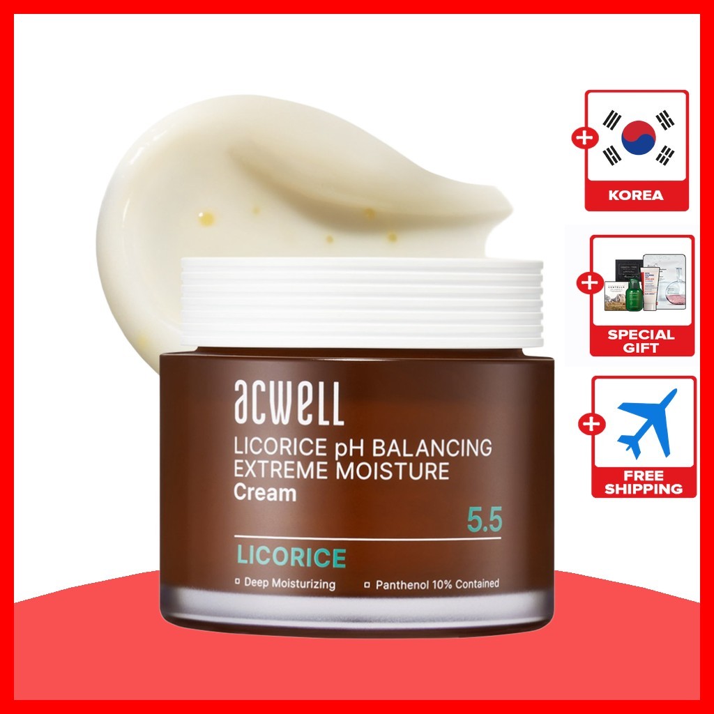 [acwell] Creme De Umidade Extrema Balanceador De pH De Alcaçuz , 55ml , 1 Unidade/Hidratante Coreano/Equilíbrio