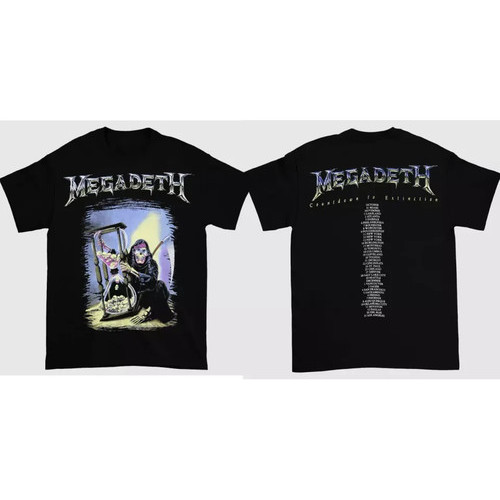 Music.Soul Camiseta Unissex Megadeth Countdown To Extinction Tour Estampa Dupla Face Preta Confortável Autentica Esti...