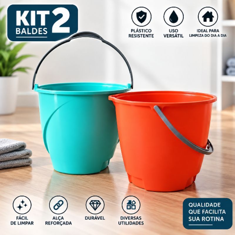 kit Baldes 8 Litros com apoio de mão 2 unidades