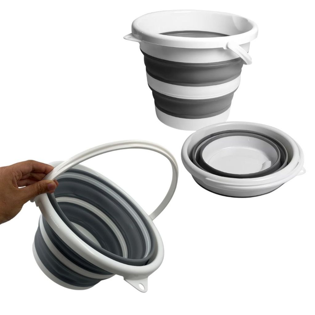 2 Baldes Retráteis Silicone 10L com Capacidade Ideal para Limpeza