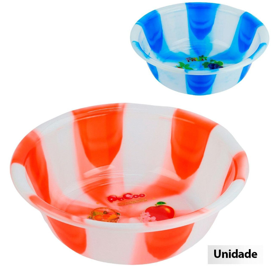 Bacia De Plástico Colors Estampa Frutas 37cm Com Capacidade Para 5L