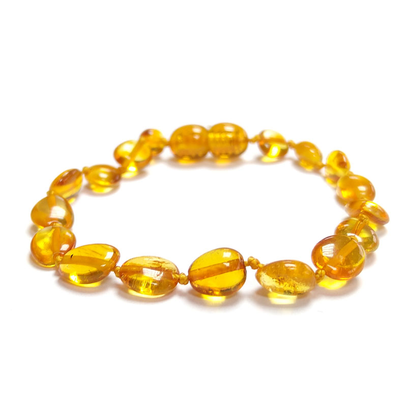 Pulseira / tornozeleira de âmbar criança olive mel polido - 16,5 cm