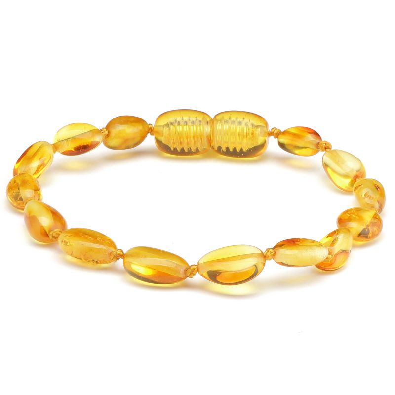 Pulseira / tornozeleira de âmbar bebê olive mel polido - 14 cm
