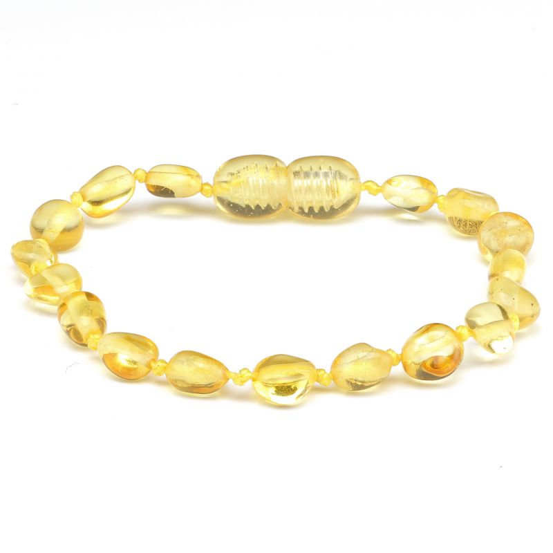 Pulseira / tornozeleira de âmbar bebê olive limão polido - 14 cm