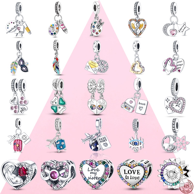 925 Prata Esterlina Prancheta Desenho Saco Avião Charm Amuleto Para Original Pulseira DIY Joalheria Feminina Presente