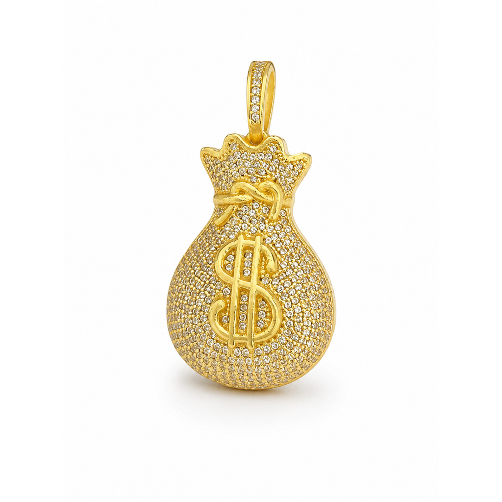 Pingente Saco de Dinheiro G - Banhado a Ouro 18k