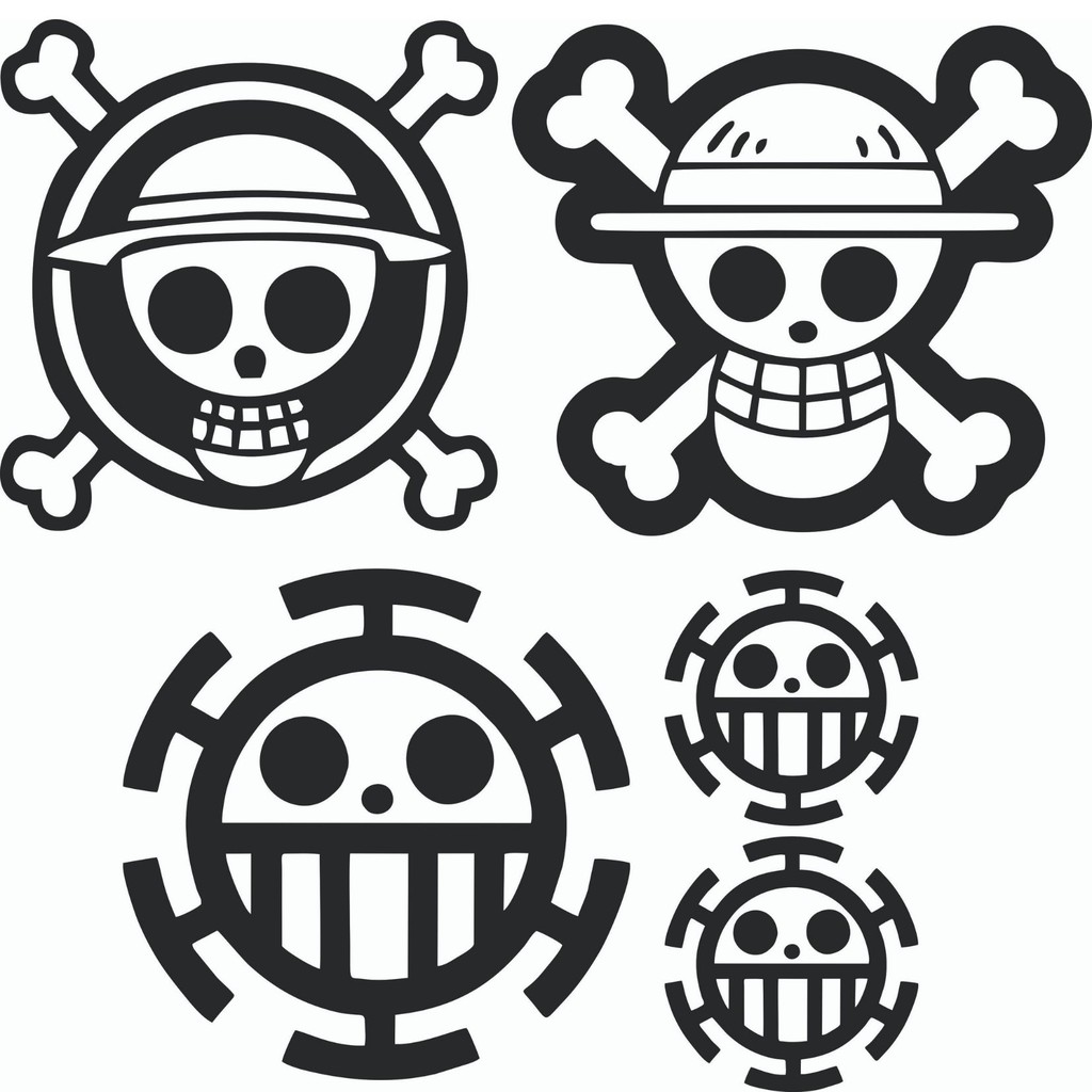 Adesivo One Piece Anime Cartoon Kit com 5 Adesivos One Piece