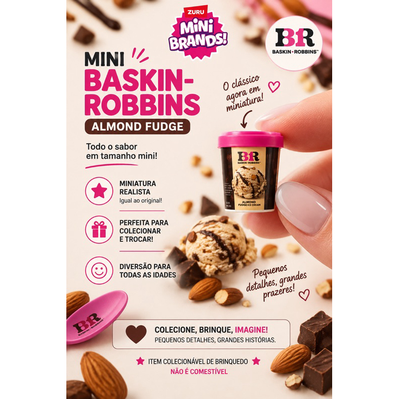 POTE DE SORVETE ALMOND FUDGE mini brands zuru toys item avulso item ultra raro mini brand mini friedge geladeiraORIGINAL