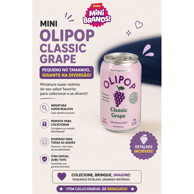 Olipop roxo mini brands zuru toys item avulso item ultra raro mini brand mini friedge geladeira ORIGINAL!