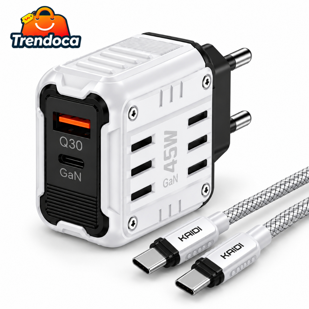 Carregador Turbo 45W GaN Tipo C com Cabo USB-C