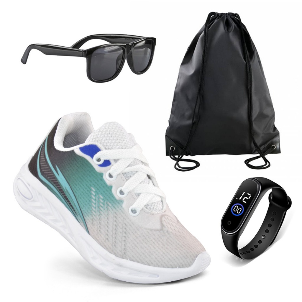 Kit Tenis Infantil Esportivo Unisex Oculos + Relogio + Mochila