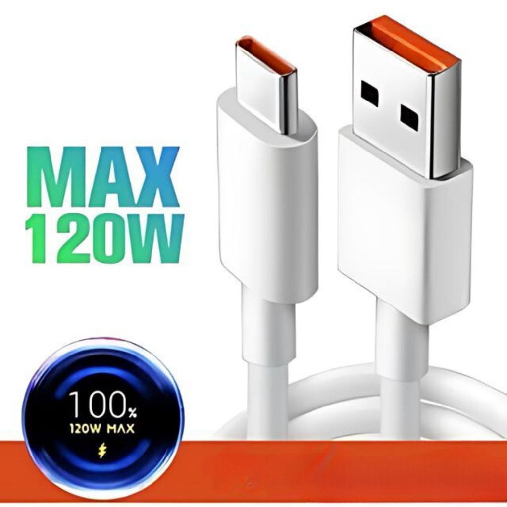carregador 120w p/xiaomi cabo de 1m tipo-c carregamento turbo cabo reforçado