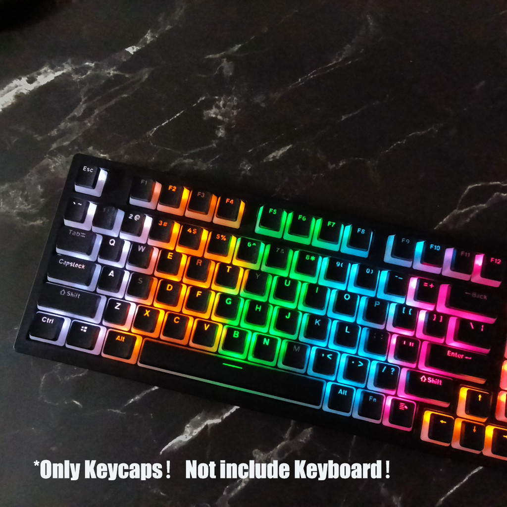 Pudim Preto Translúcido RGB Retroiluminado Keycaps Doule Shot PBT Teclas Perfil OEM Para Teclado