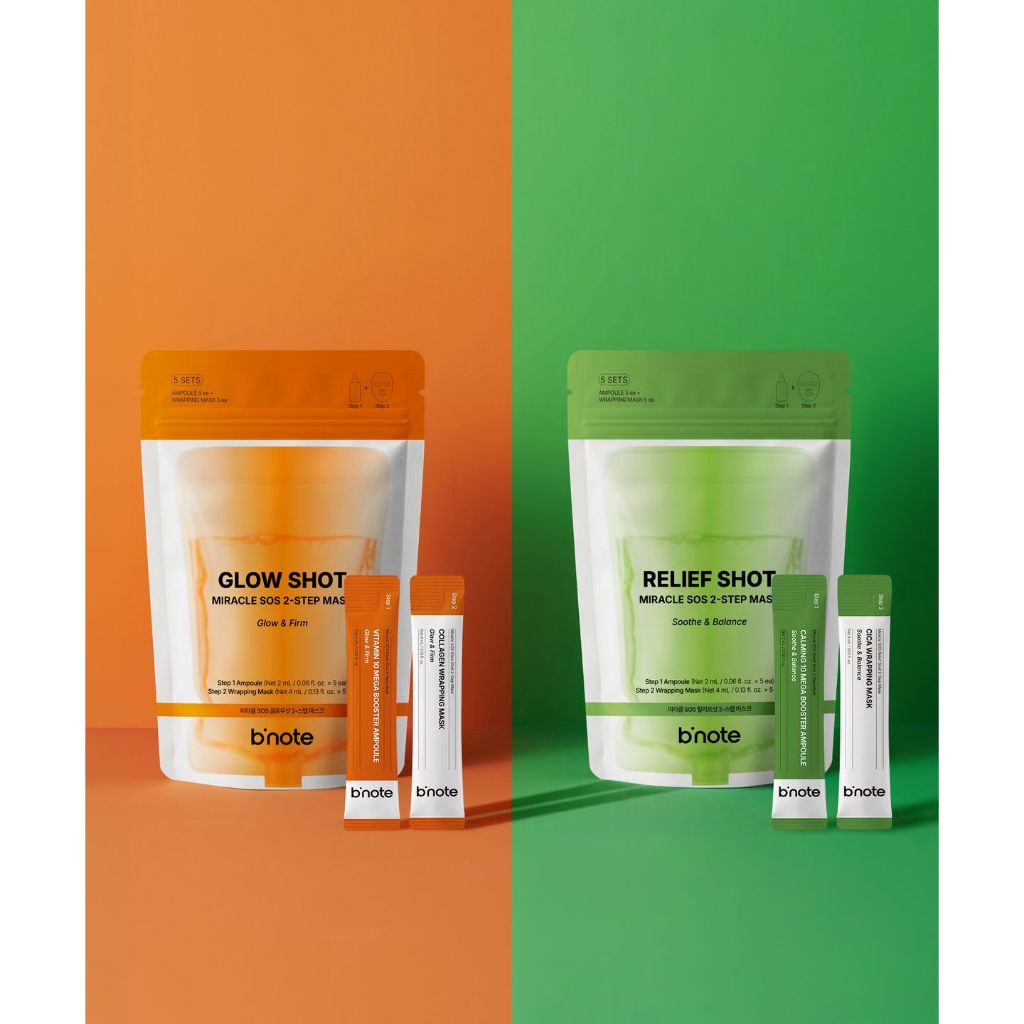 binote Miracle Máscara Facial De 2 Etapas Glow Shot Relief Ampola E De Embrulho 5 Conjuntos De Cuidados Com A Pele Corea