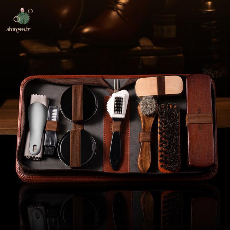 abongsea HorseHair Shoe Brush Set Cuidados De Couro Limpeza Ferramentas De Polimento Limpador Calçadeira Sapatos Brancos