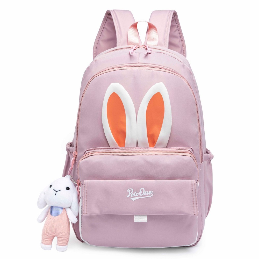 Mochila Infantil Feminina Coelhinho Moda Passeio Escolar Chaveiro Resistente