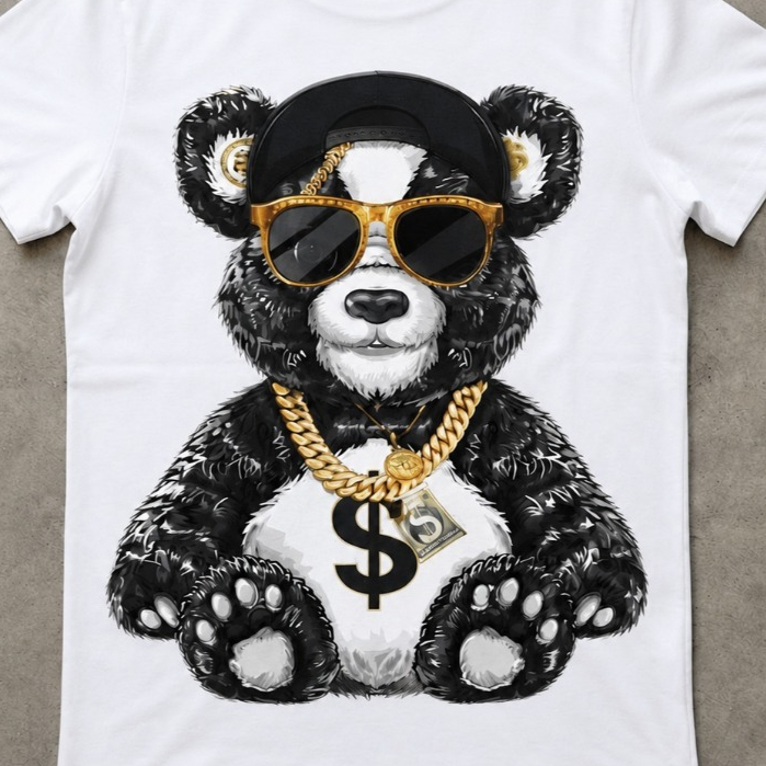 Camiseta Urso Streetwear com Estampa  Design Hip Hop Exclusivo