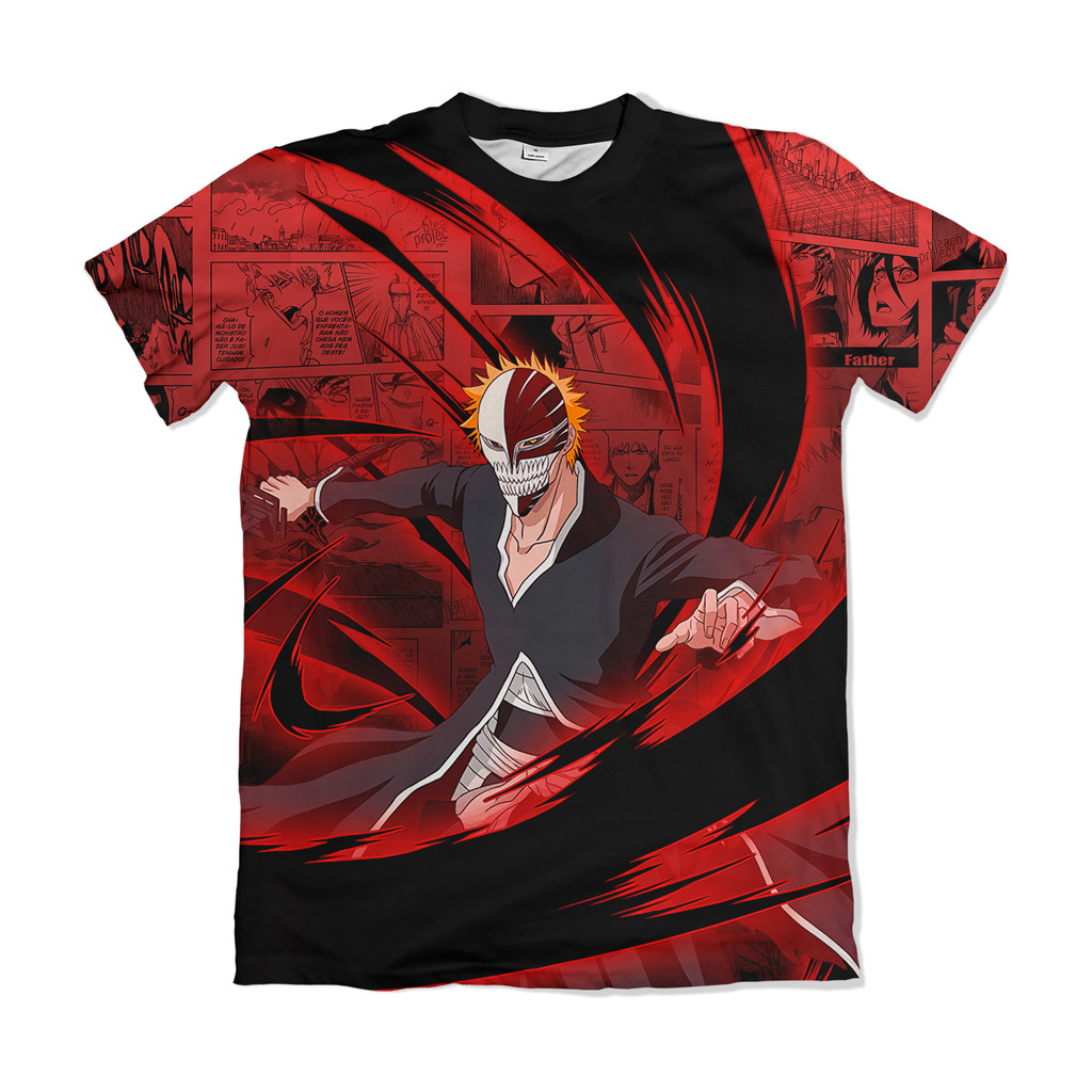 Camiseta Bleach Ichigo Kurosaki Design Classico Hollow Manga Anime Dry Fit Masculina Feminina Unissex