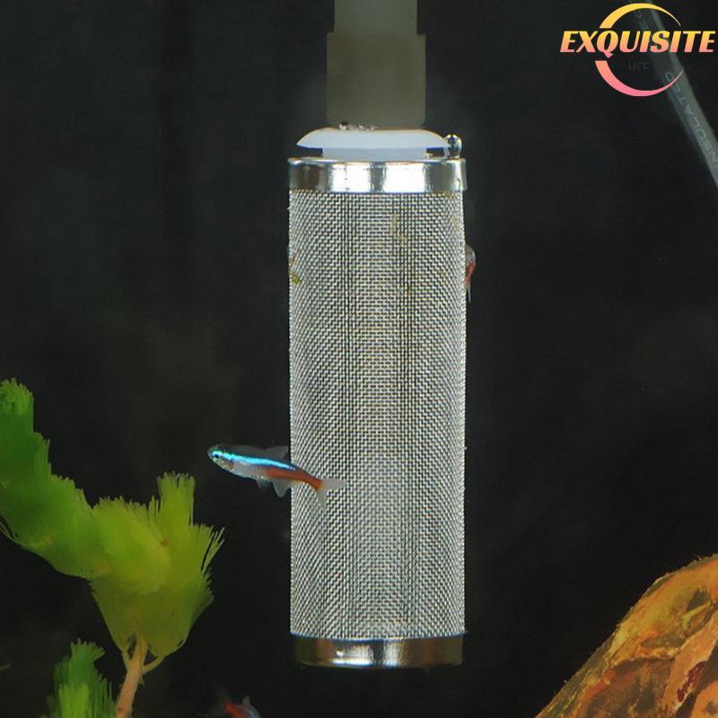 [EL-t] Filtro De Tanque De Peixes De Aço Inoxidável Rede De Malha De Camarão Metal Pré-Tubo Acessório De Tampa De Para A