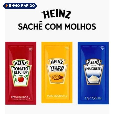 Combo 150 Sachês Premium Heinz Mostarda Maionese Ketchup Lanches Delivery