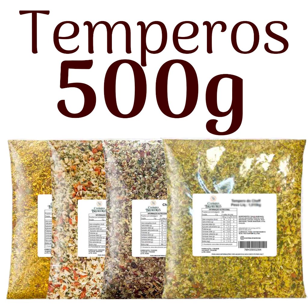 Temperos especiarias p/ carnes aves peixes massas caldos feijão arroz 500g