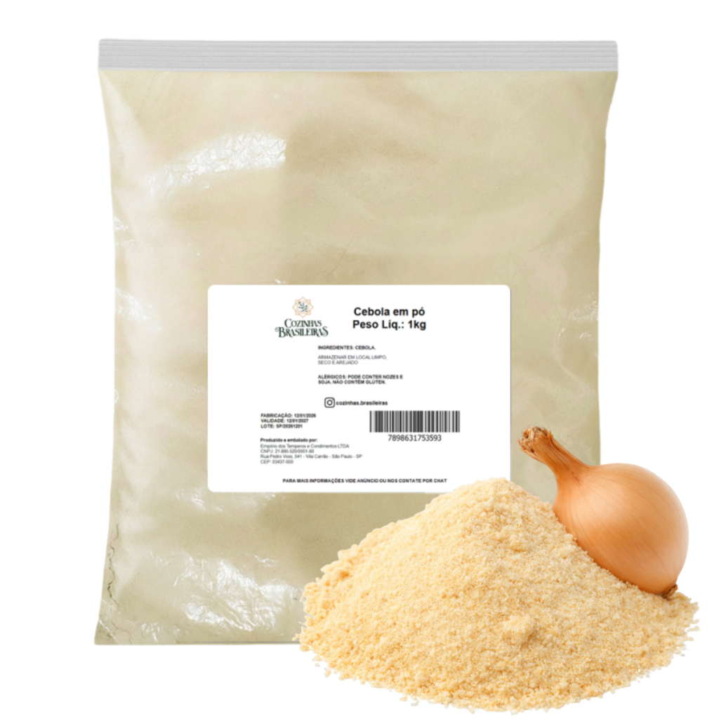 Cebola em pó tempero p/ marinadas carnes arroz saladas puro 200g, 500g 1kg