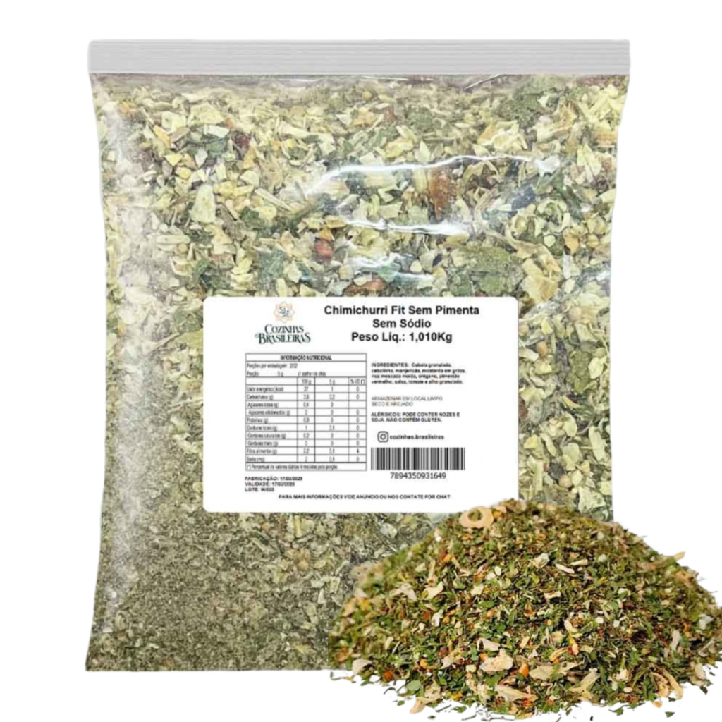 Promoção Chimichurri fit s/ pimenta tempero natural p/ carnes aves 200g a 1,010kg