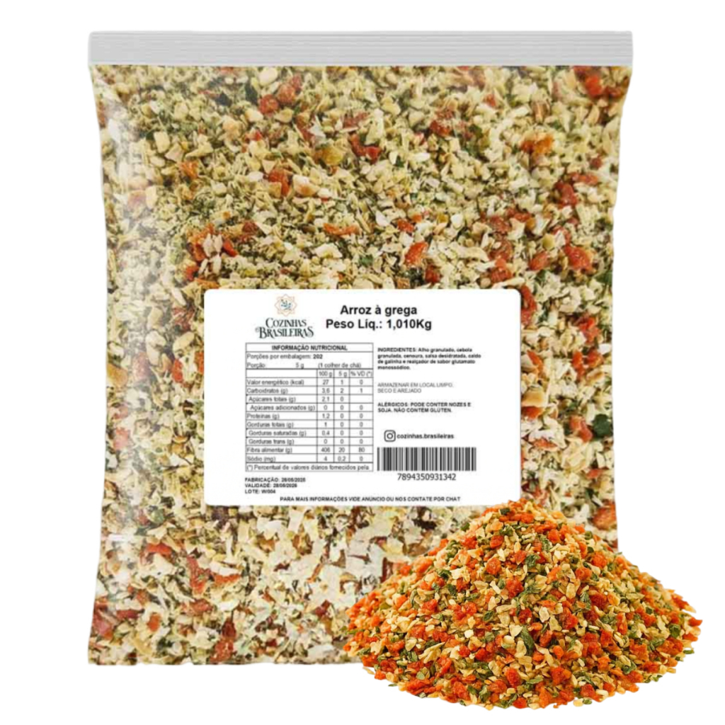 Tempero arroz à Grega p/ arroz prático 200g, 500g, 1,010Kg