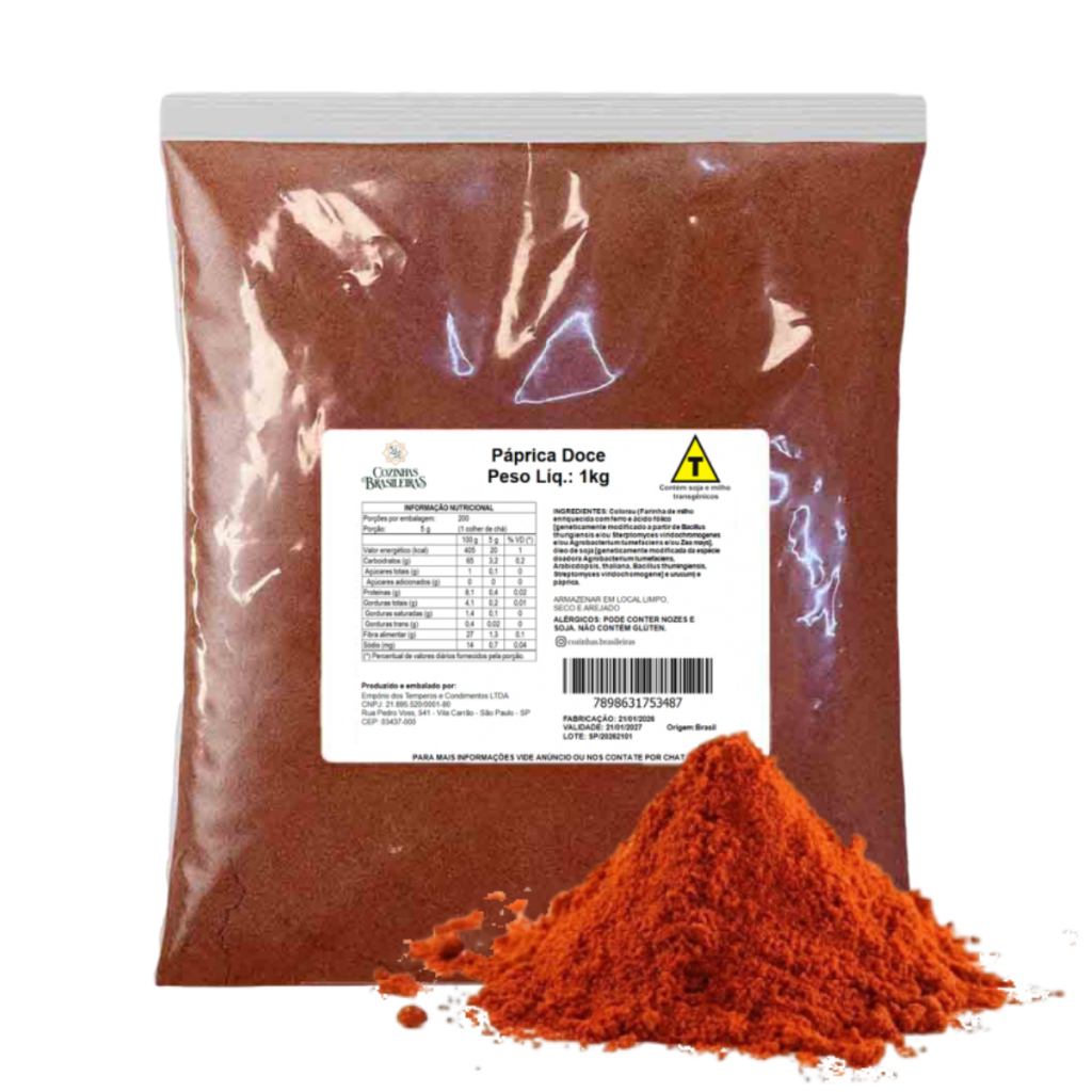 Páprica doce tempero p/ carnes aves massas caldos sopas molhos peixe 200g 500g e 1kg