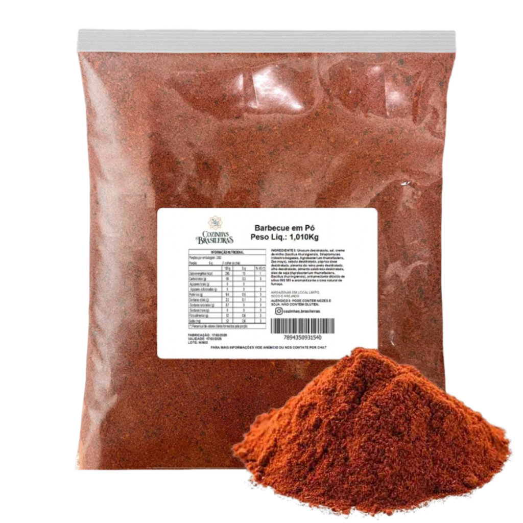Promoção Barbecue em pó tempero defumado ideal p/ churrasco carne assada frango 200g, 500g e 1,010Kg