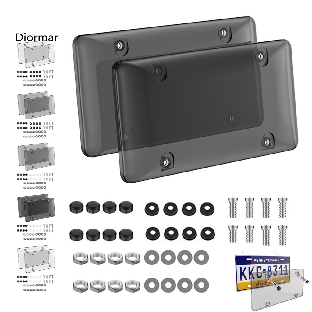 License Plate Shield Automotive Accessories Unbreakable Protector Cover with Screw Cap Kit Universal Transparent Front R