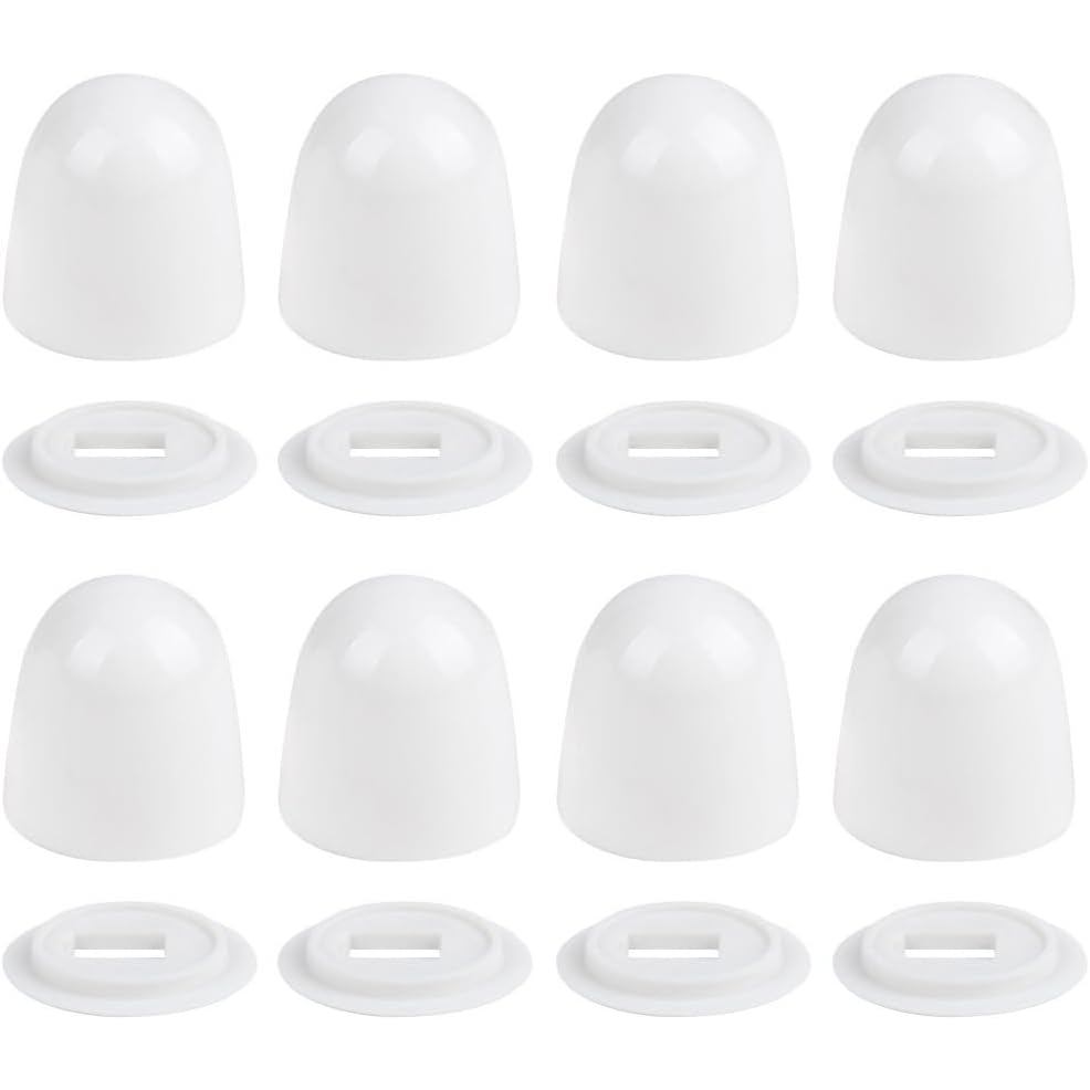 8 Pack Toilet Seat Screws Caps with Washers Universal Fit Push-on Toilet Seat Bolts Caps Decor Top Cover for Toilet Seat