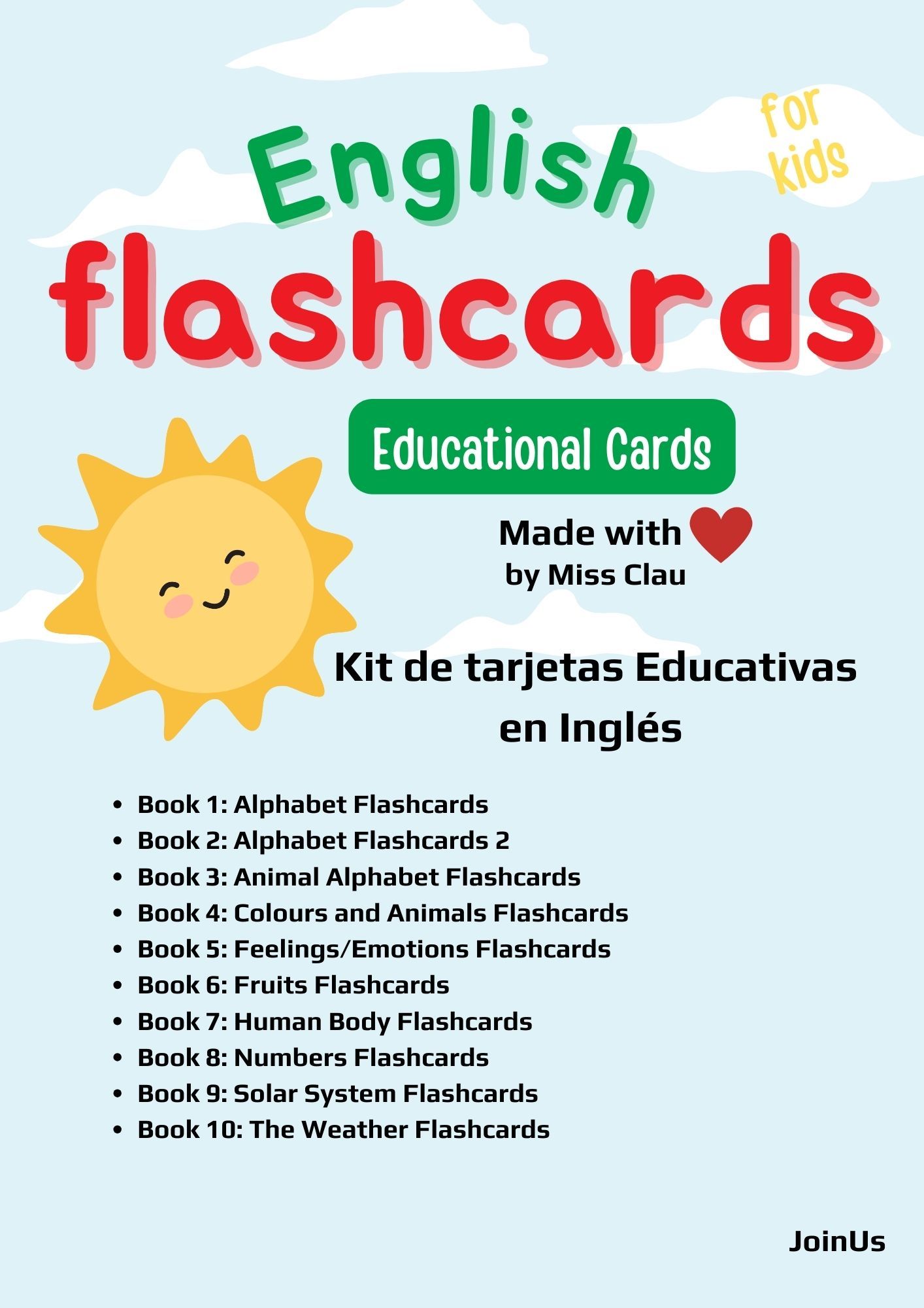 Kit de Tarjetas Educativas en Inglés para Niños