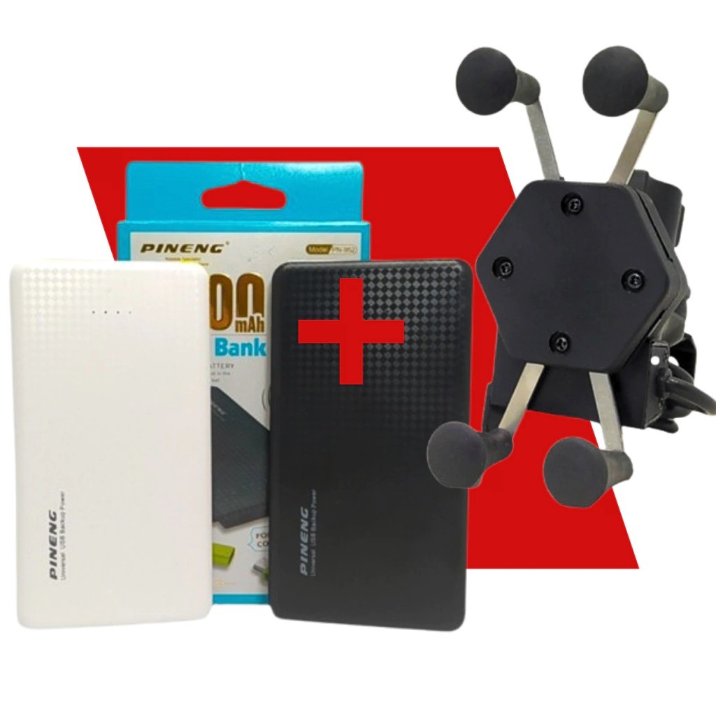 Kit PowerBank Portátil 5000mah + Suporte Garra De Moto e Bicicletas
