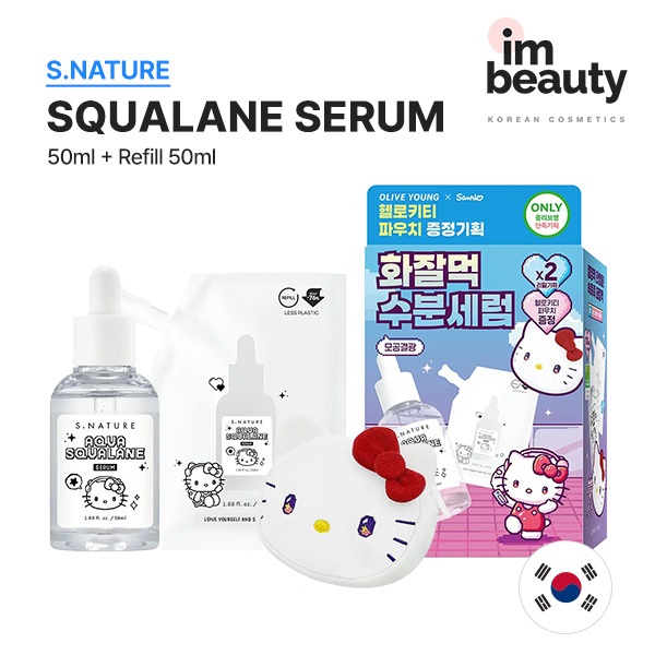 [SNATURE] Sérum Aqua Esqualano 50ml + Recarga 50ml Sanrio Hello Kitty | Beleza Coreana