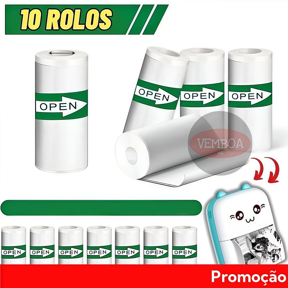 Bobina Etiqueta Térmica Adesiva 57x30mm Branco Rolo Para Mini Impressora Portátil a Prova De Água