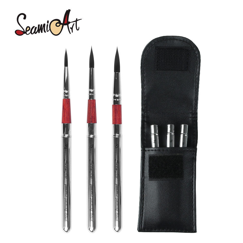 SeamiArt 3pcs/Set Com Saco De Pincel Pu Portátil DivIsible Short Holder Watercolor Journal Para Pintura