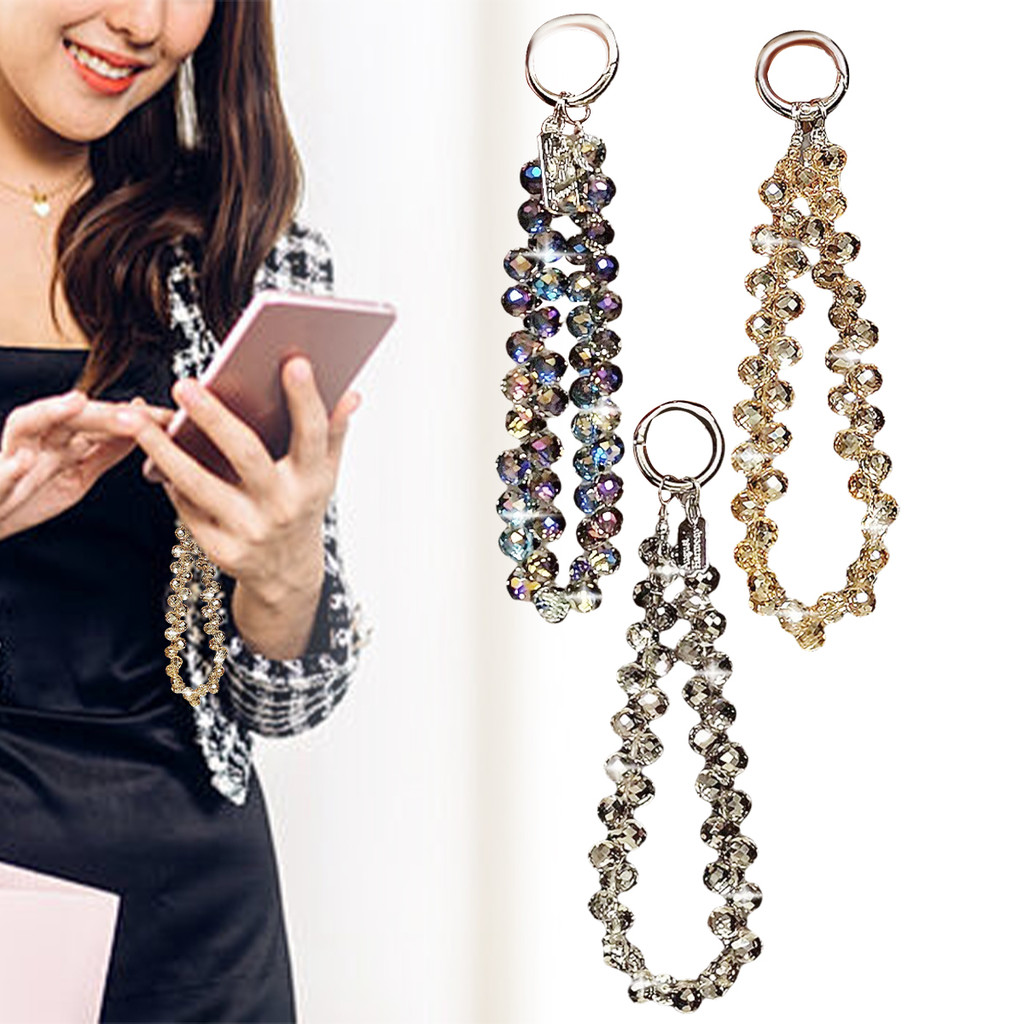 Pulseira De Cristal De Diamante Brilhante , Corrente Portátil , Decoração Curta De Telefone Suspensa Para Uso Universal